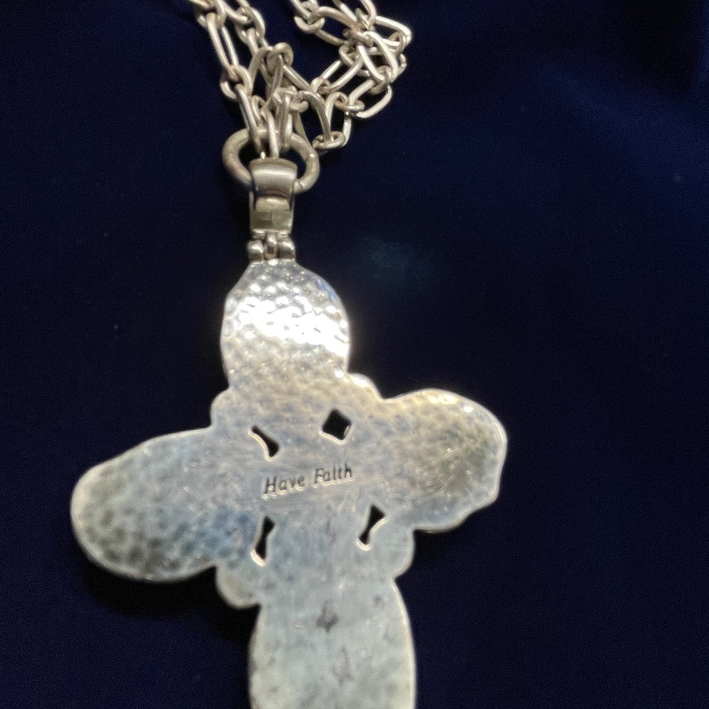 Brighton Silver Tone Necklace 17 inch with Faux Blue Gemstones - Picture 4 of 5